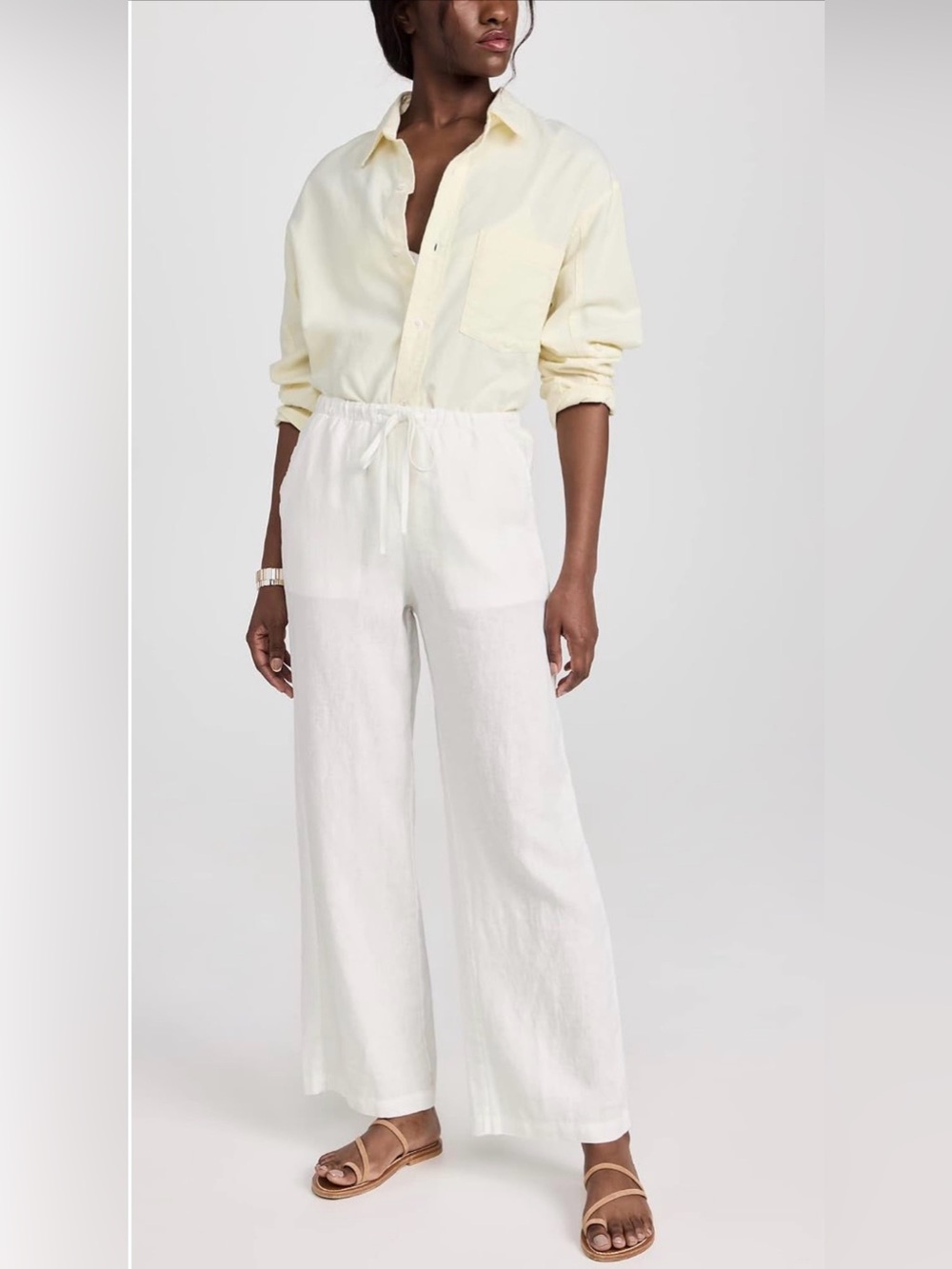 RAILS Emmie 100% Linen Drawstring Pants White XXS NWT